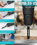 Instruction guide for using the 53 Piece Screwdriver Bit Set In A Tough Case With S2 Steel Bits And Magnetic Drive Guide.