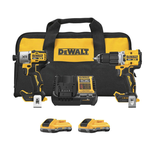 20V Max XR Cordless Impact Driver And Hammer Drill Combo Kit With Two 4Ah Powerpack Batteries And Charger