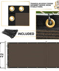Privacy Fence Screen 5 Feet By 20 Feet Heavy Duty Mesh Windscreen Cloth With Brass Grommets, Brown Poly Fabric Installed