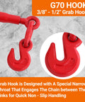 Heavy Duty Ratchet Chain Binders 2 Pack 9215 Lbs Working Load Limit Three Eighths To One Half Inch With G70 Hooks