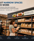 Huge 43 Inch Ultra Wide Digital Signage Display For Retail Shelves Flawlessly Combines Killer Clarity With Hella Bright 700 Nit Output And Dead Simple Plug And Play Shelf Setup For Your Store, showcasing products above retail shelves.