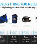 Two Person Double Camping Hammock With Lightweight Parachute Nylon 210T Includes Tree Straps And Carabiners Portable Set