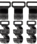 Ten Pack Large Plastic Camping Tent Hooks Sturdy Hanging Organizer Hooks for Tent Poles and Outdoor Gear, shown in black