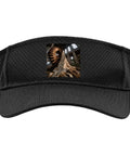 Cool Black Industrial Abandoned Factory Gear Machine Sport Sun Visor For Adults With Breathable Polyester Mesh And Adjustable Hook Loop Closure One Size Perfect Fit, front view with mesh design.