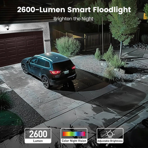 Solid Heavy Duty Hardwired Floodlight Security Camera Keeping Your Porch Secure Round The Clock Weather Resistant Build With Crisp 3K Video And A Blasting 2600 Lumen Spotlight Up Front