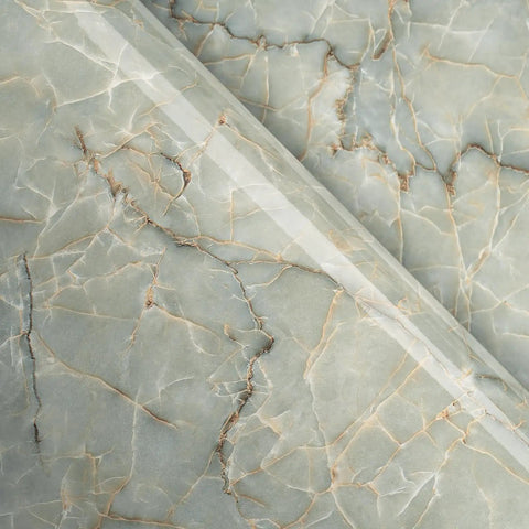 Close-up of Marble Grey Green Self Adhesive Contact Paper 160 x 36 Inch Peel And Stick Vinyl Wallpaper texture
