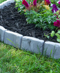 No-Dig Landscape Edging Kit With Anchoring Spikes Stone-Look Garden Border 15 Foot Set 2.7 Inch Tall Slate Gray Easy DIY Install