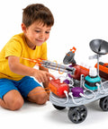 Hands On STEM Electronics Kit For Kids, Kid Friendly With 110 Projects And 210 Circuit Parts, open circuit toy with boy on floor