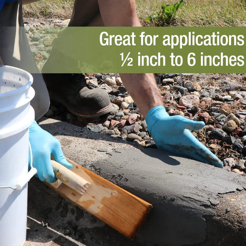 Concrete Patch And Repair Mortar For Sidewalks Driveways And Curbs, Fast Setting Exterior Patch Kit applied on curb surface