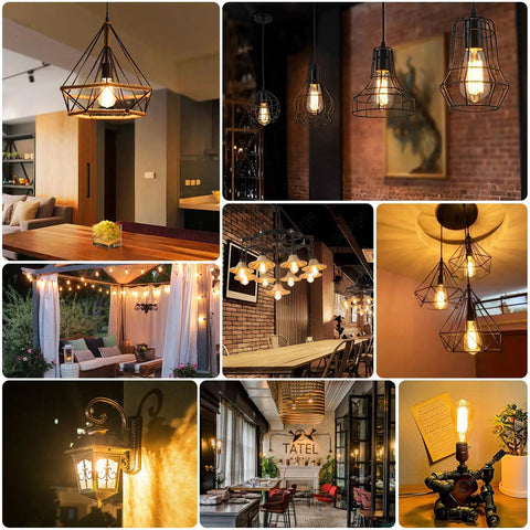 Dimmable Edison LED Bulbs 60W Equivalent E26 4000K Natural Daylight Vintage ST58 Filament Bulbs used in various indoor settings