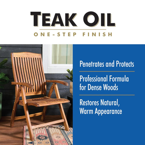 Top Drawer Satin Lacquer Spray Engineered For Heavy Duty Wood Finishing on a teak chair in an indoor setting.