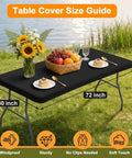 2 Pack Rectangle Fitted Table Covers For 6 Foot Tables 30 Inches Wide By 72 Inches Long Stretchy Black Spandex Polyester Washable