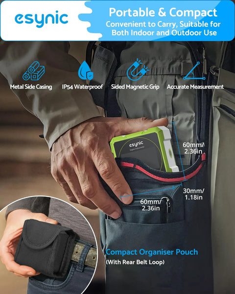 Heavy Duty Digital Angle Finder With Waterproof Magnetic Inclinometer And Type C Fast Charge For Built Tough Construction Projects And Hvac Fixes On The Fly Featuring Crisp Lcd Screen in a pocket, showcasing portability.