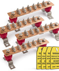 Four Pack Wall Mount Copper Ground Bar Kit With Quarter Inch Thick 2 Inch By 10 Inch Bus Bar 12 Terminal Positions Five Sixteenth Inch Spacing