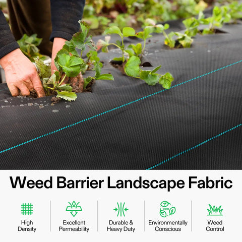 Heavy Duty Pro Grade Weed Barrier Landscape Fabric 5 Oz Dual Layer Ground Cover Mat For Quick Water High Permeability