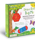 Shapes Dont Bug Me Geometry Activity Set With 136 Pieces For Kids Ages 5 and Up packaging box with colorful shapes.