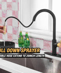 Boss Black And Gold Kitchen Faucet With Pull Down Magnetic Docking Sprayer in modern kitchen setup