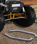 Beefy Heavy Duty Rear Radius Rods Kit For Polaris RZR 1000 XP 2014 2017 With Heim Joint Durable Lower Radius Arms 2 Piece Upgrade For Better Steering Stability Off Road Performance silver steel rear radius rods kit on Polaris RZR rear suspension