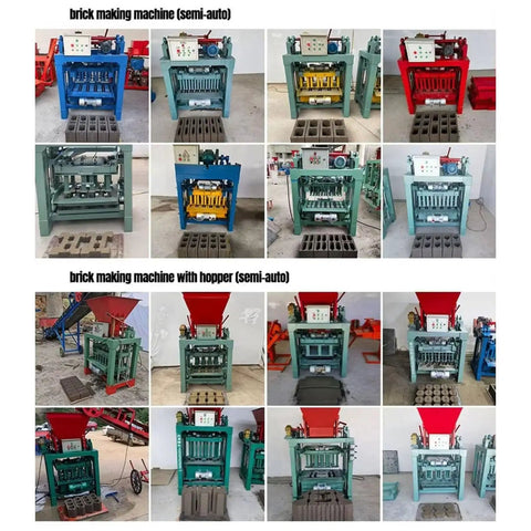 Straight Up Heavy Duty Concrete Block Making Machine Built Tough To Crank Out Durable Paving Bricks And Structural Blocks Without The Headache For Active Job Sites And Workshops, showing various semi-auto brick making machines.