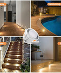 Recessed LED Deck Light Kit 16 Pack IP67 Waterproof Outdoor Landscape Lighting In Ground 12V Low Voltage installed on deck.