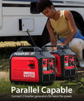 Person setting up 3600 Watt Portable Inverter Generator With Quiet Operation, RV Ready 30A Outlet For Camping Or Home Use