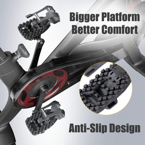 Toe Clip Cage Adapters for Look Delta Pedals on bike with anti-slip design and bigger platform for comfort.