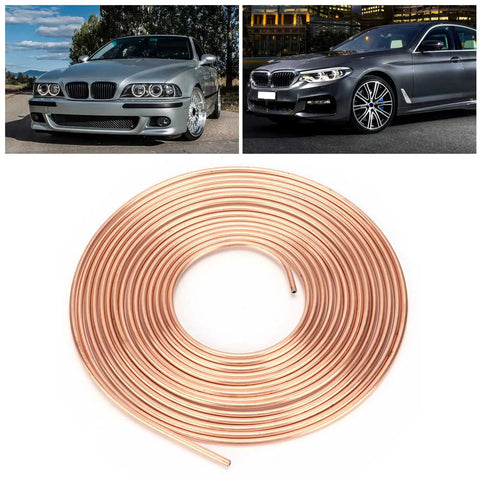3/16 Inch Copper Plated Brake Line Tubing 25 Foot Flexible Coil Roll With 0.028 Inch Wall Durable For Hydraulic Braking Fuel System