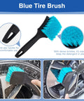 4 Pack Wheel And Tire Cleaning Brush Kit For Cars, Motorcycles, RVs And Trucks, Ultra Soft Synthetic Woolies, 360 Bendable Bristles, No Spatter, Includes Stiff Tire Brush And Soft Detailing Brush For Rims, Hubs And A Next Level Clean, blue tire brush