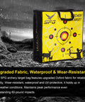 Portable Archery Target Bag With Easy Carry Handles Weatherproof Design Ideal For Backyard Practice Outdoor Hunting And Shooting Training Replacement Target Bag Built From Durable Oxford Fabric shown with brand logo and bullseye design, surrounded by hunting imagery.