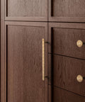 Luxurious Zinc Alloy Cabinet Handles with 5 Inch Hole Centers champagne bronze pull installed on wood cabinet