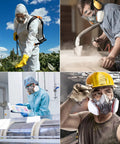 Reusable Half Facepiece Respirator Kit With Safety Goggles And Filter Boxes Eight 5N11 Filters And Earplugs in various work settings