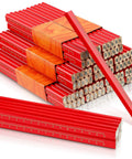 100 Pack Octagonal Carpenter Pencils Grab And Go Bulk Pack For Woodworking And Construction Red Hard Lead Pencils Piled
