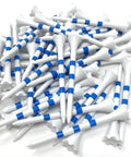 3 1/4 Inch White With Blue Stripes Plastic Golf Tees Bulk Pack Of 100 High Visibility Durable Tees With Six Prong Cup