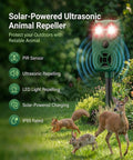 2 Pack Solar Ultrasonic Animal Deterrent With Motion Sensor And LED Lights Waterproof Outdoor Yard Garden Repeller For Deer Raccoon Squirrel Fox Cat And Dog Easy Install, solar stake in garden
