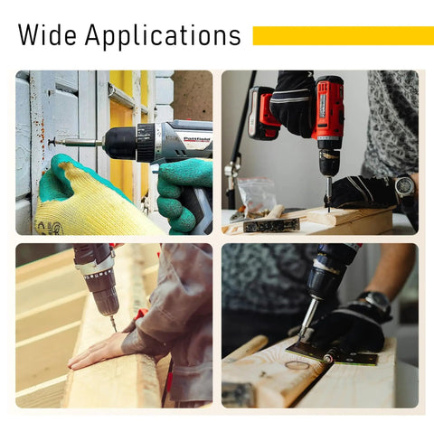 Built Like A Tank Premium Heavy Duty Deck Screws, 150 Pack Size 8 X 1 Inch Zinc Coated Carbon Steel Structural Fasteners in use while drilling wood.
