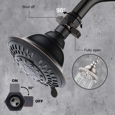 Go-To Shower Flow Control Valve With Brass Body And Lever Handle Water Regulator and Flow Saver Oil-Rubbed Bronze Finish