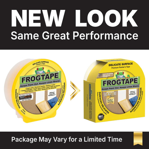 Delicate Surface Painters Tape With PaintBlock Technology For Sharp Lines No Bleed Low Adhesion Yellow Roll New Look Packaging