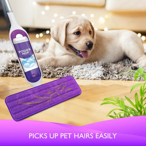Reusable Power Mop Pads Refills For Swiffer PowerMop Premium Microfiber Cleaning Pads That Are Washable And Durable Replacement For Disposable Refills Attaches Securely For Deep Cleaning Floors And Surfaces, purple microfiber pad on floor