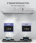 FIREGAS 30-inch under-cabinet stainless steel range hood with 2-speed rocker controls