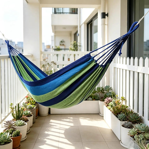 Portable Hammock With Storage Bag And Straps For Indoor Outdoor Relaxation And Camping Great For Patio Porch Backyard