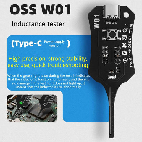 Inductance Tester With Green Indicator Light Type C Powered One Button Detection Tool for PCB Repair and Troubleshooting