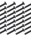 Grab These Happyyami M4x14mm Black Pan Head Self Tapping Screws With Cross Recess And Flat Point, arranged in rows, 200 piece set.