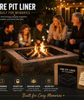 Family enjoying marshmallows around 48 Inch Beast Heavy Duty Square Fire Pit Ring For Outdoor Use, 11 Inch tall galvanized steel pit