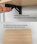 Stainless steel folding bracket for Slick Folding Wall Mounted Projector Shelf In Solid Natural Wood, Compact Floating Bracket For Routers And Cable Boxes.