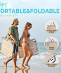 Couple carrying Face-Down Sun Lounger With Canopy And Face Hole, 5-Position Adjustable Tanning Chair, khaki, at beach