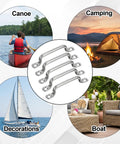 Beefy 48 Pcs Stainless Steel Footmans Loops With Screws Kit, 3 Inch Total Length, Heavy Duty Fasteners With 96 Flat Head Screws, Ideal For Outdoor Gear, Marine, DIY Projects, And Rope Attachments on canoe, camping, boat, and sailboat use