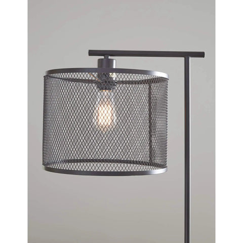 Modern Industrial Metal Floor Lamp With Bronze Finish, 61 Inch Tall, Metal Mesh Drum Shade, Sleek Contemporary Lighting