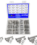 All Purpose Metric Stainless Steel Fastener Kit With 520 Pieces M3 To M6 Screws Nuts Washers And Spacers In Durable Box