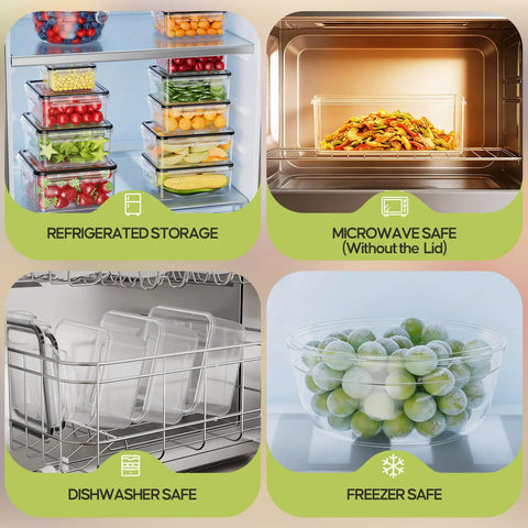 Huge 62 Piece Airtight Food Storage Set With Lids Including 31 Lids And 31 Containers in fridge, oven, dishwasher, and freezer.