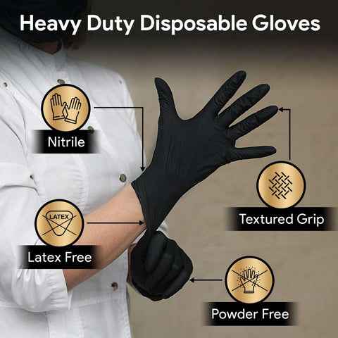 Black nitrile disposable glove; powder-free, latex-free, 50-count pack
